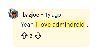 Reddit comment saying I love admindroid