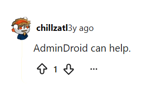 Reddit comment recommending AdminDroid